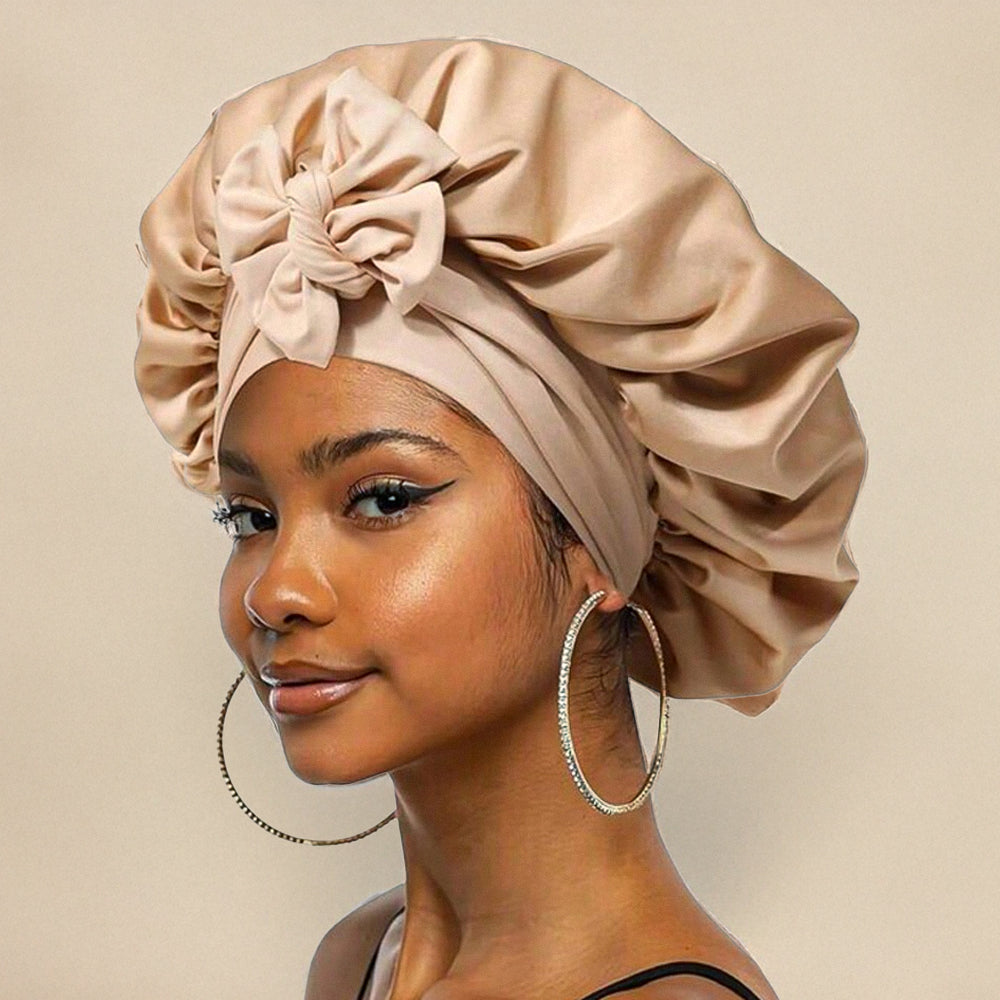 Turban Femme Chic en Soie Beige Clair - PanierRoyale
