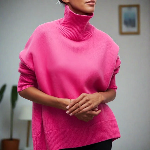 Pull Féminin Col Roulé Bleu Clair