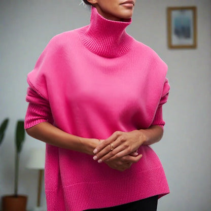 Pull Féminin Col Roulé Bleu Clair