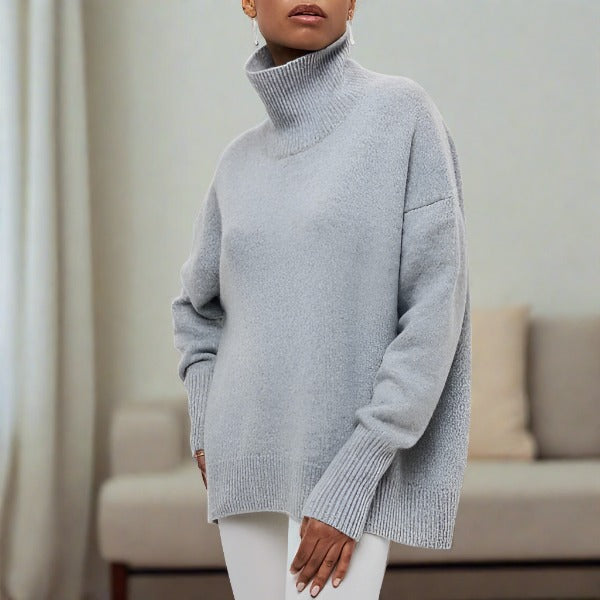 Pull Féminin Col Roulé Bleu Clair
