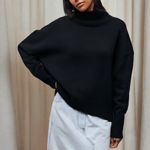 Pull Féminin Col Roulé Bleu Clair