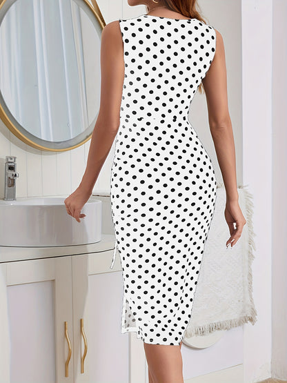Seralya™ – Robe Moulante Élégante Sans Manche avec Fente et Cordon