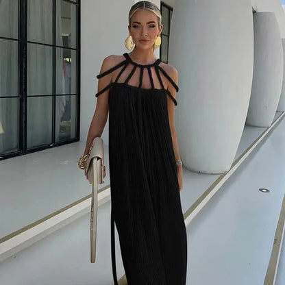 Robe Bohème Longue à Ceinture et Décolleté Élégant - BerlinGlamour