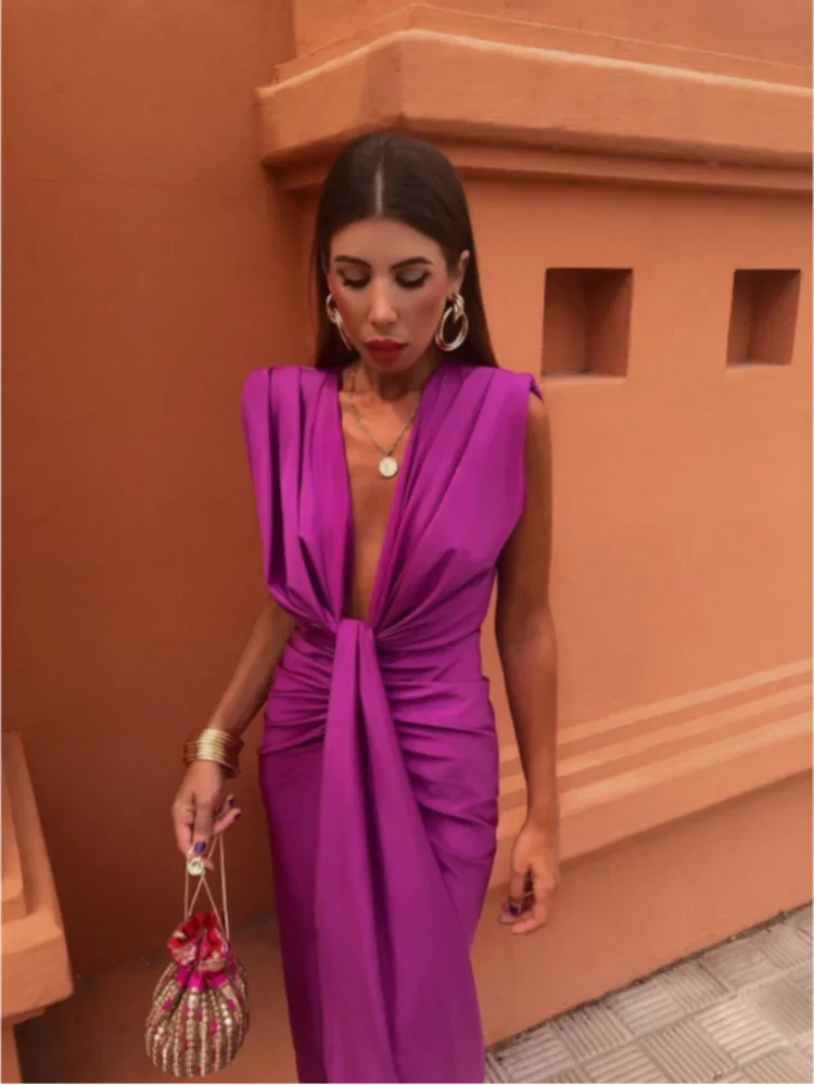 Robe de Soirée Femme Élégante – Robe Longue Dos Nu pour Mariage et Cérémonie