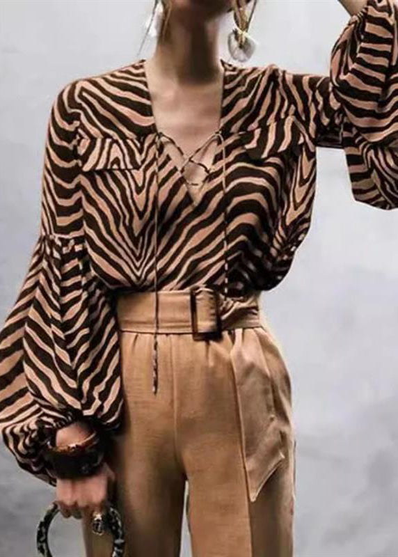 Chemise féminine zèbre, col V, décolleté séducteur - EasyApparels