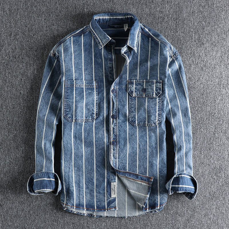 Chemise Homme Jean Classique Manches Longues - PanierRoyale