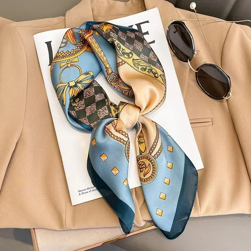 Foulard Carré Femme Satin Imprimé Multi-usage