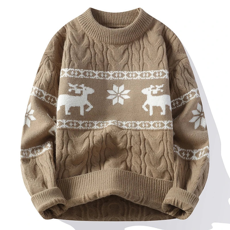 Pull Noël Rouge avec Motif Renne Doux et Confortable