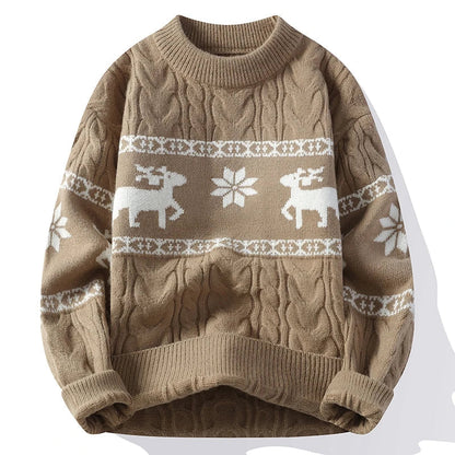 Pull Noël Rouge avec Motif Renne Doux et Confortable