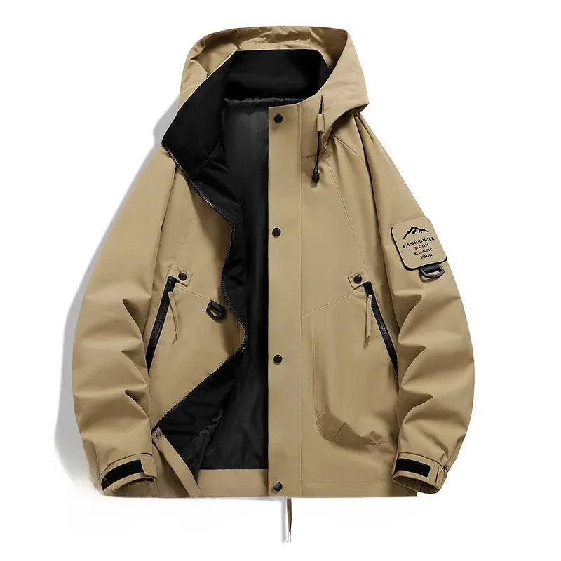 Parka Homme Capacité Compartiments avec Capuche et Fermeture Éclair