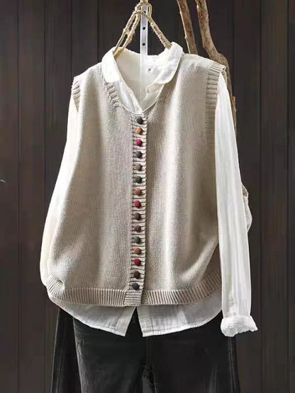 Cardigan Femme Tricot Doux Col Rond Coupe Fluide - PanierRoyale