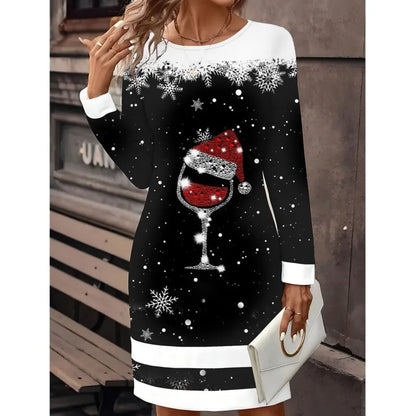 Robe de Noël Femme avec Impression Bonhomme de Neige