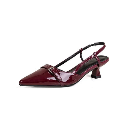 Sandales en cuir à talon moyen pour femme