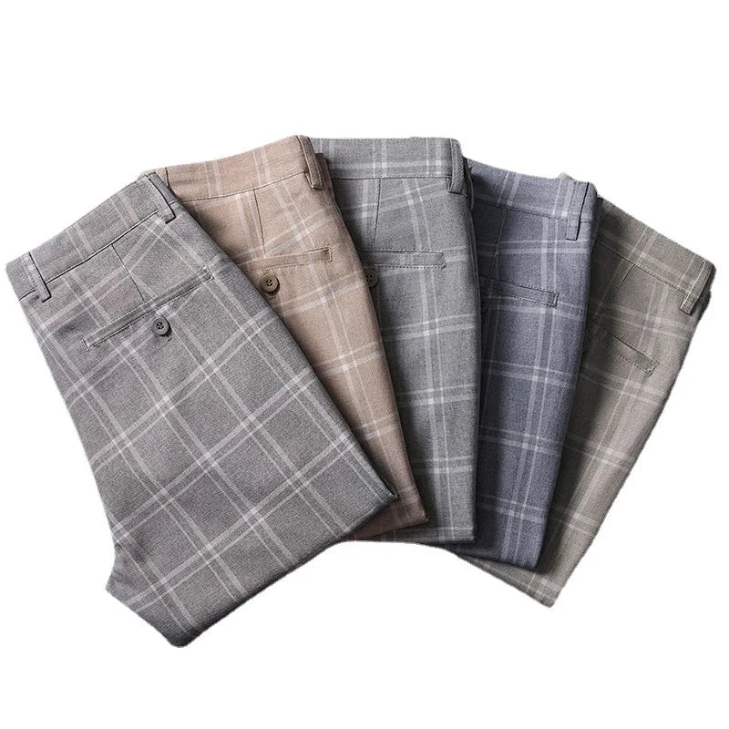 Pantalon chino élastique homme carreaux confortable - BerlinGlamour