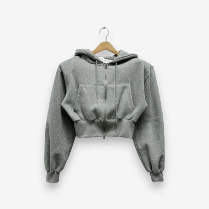Veste Capuche Oversize avec Poches et Fermeture Éclair Longue