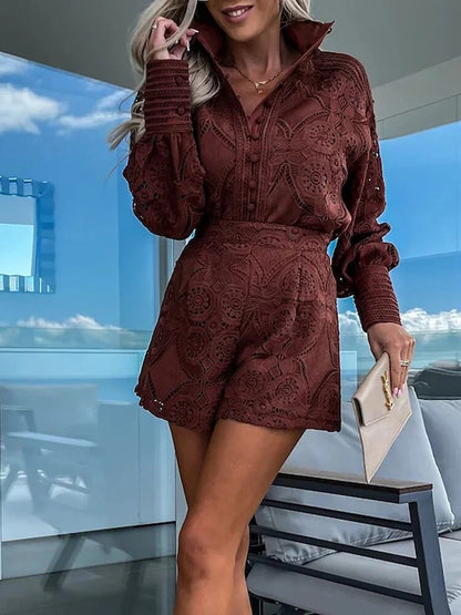 Ensemble Été Femme : Blouse Manches Courtes et Short Décontracté