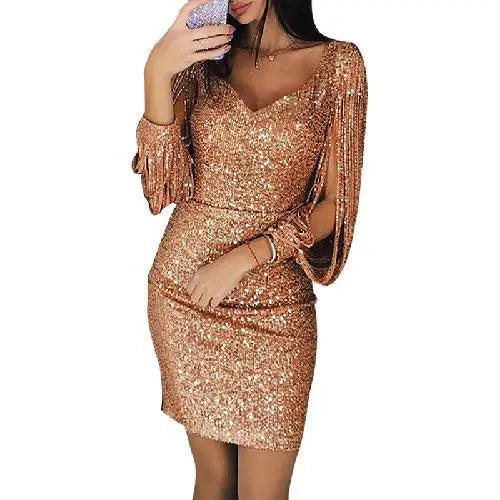 Robe de soirée glamour pailletée femme