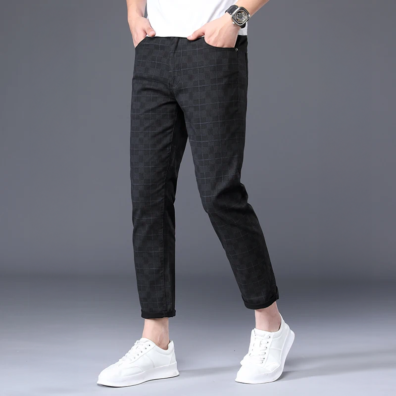 Pantalon Slim Homme à Carreaux pour Loisirs et Ville