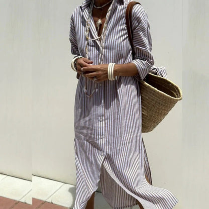 Robe Chemisier Rayée Élégante pour Femme