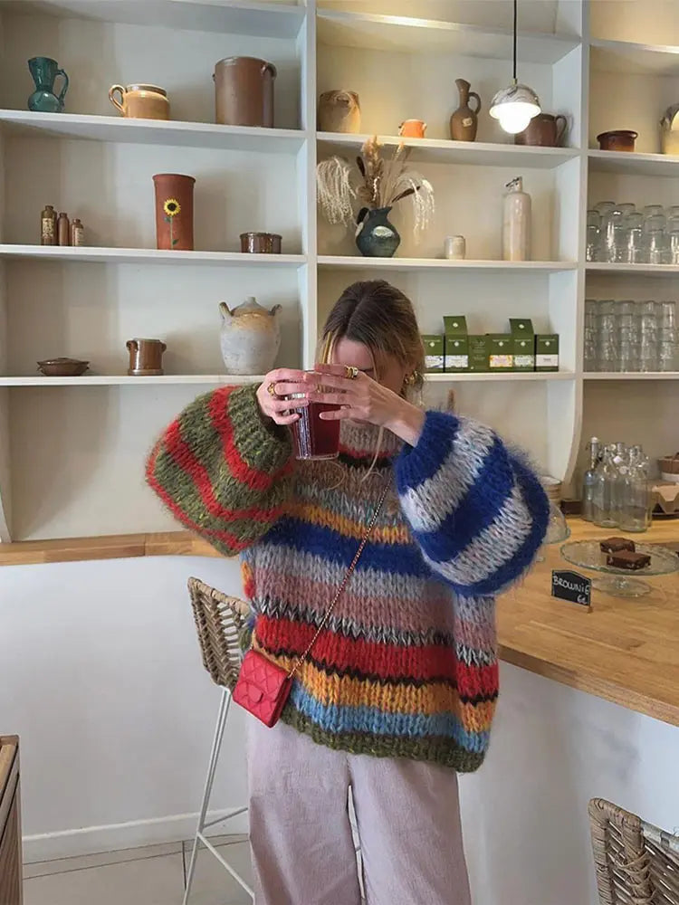 Pull Femme Hiver Tricot Coloré