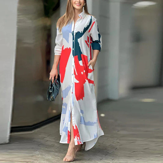 Robe Chemisier Floral Élégante Boutons Devant - PanierRoyale