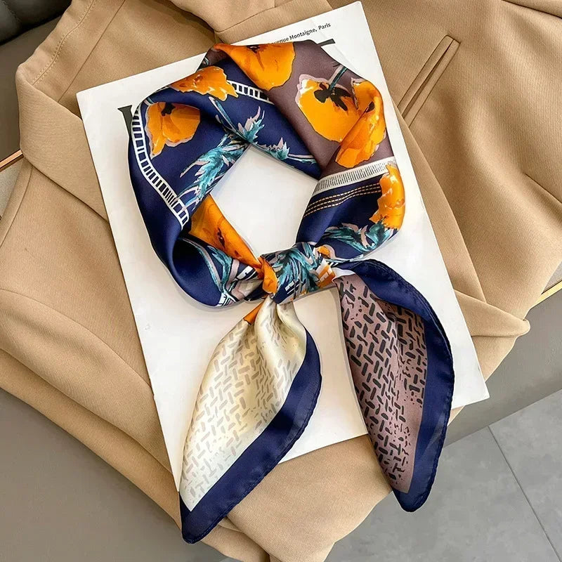 Foulard Carré Femme Satin Imprimé Multi-usage