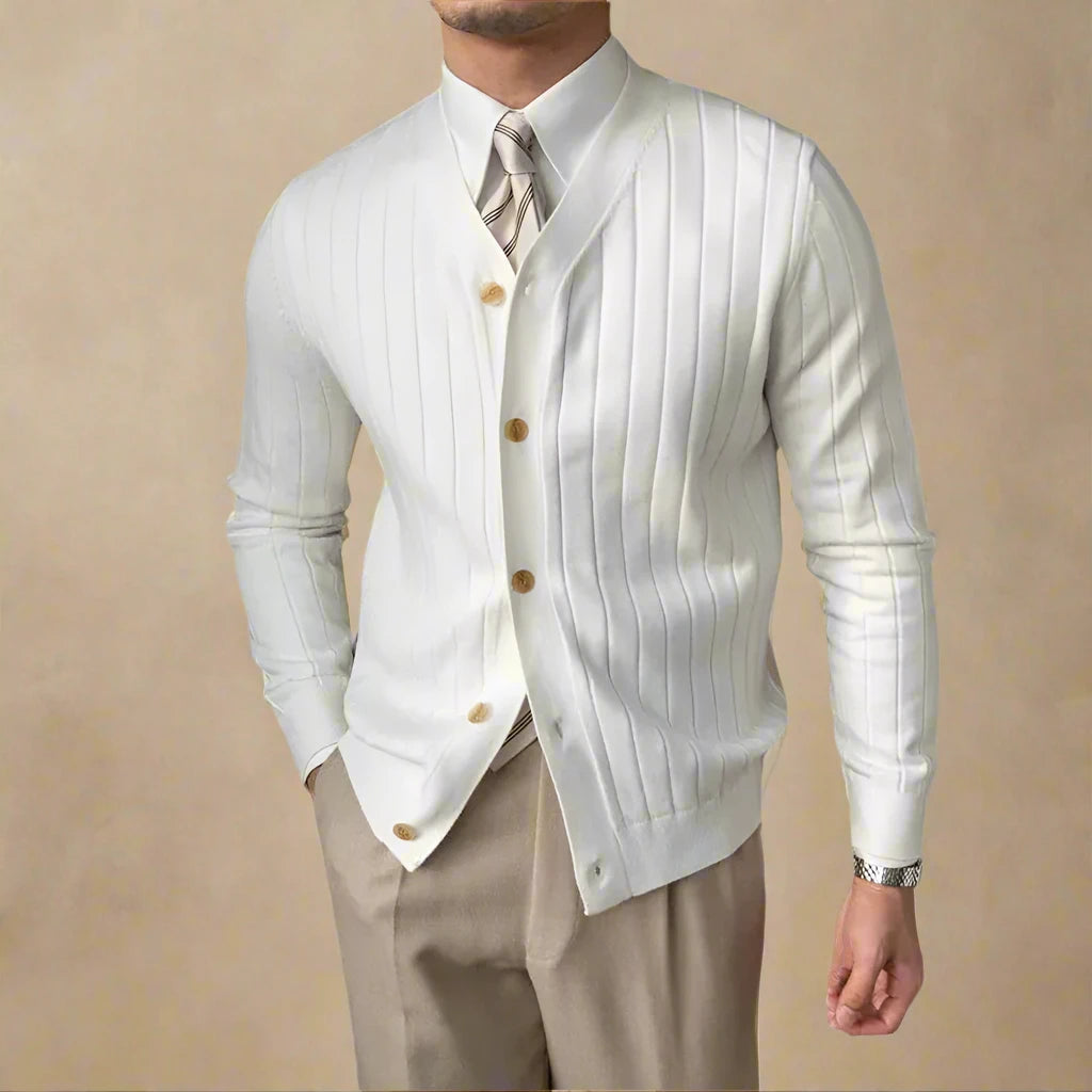 Cardigan Homme Élégant Col V en Maille - PanierRoyale