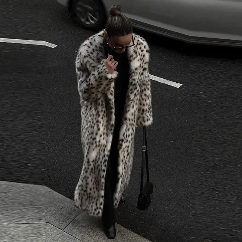 Manteau femme hiver imprimé léopard chaud