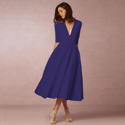 Robe Femme Coton Mélangé Élégante Taille Cintrée