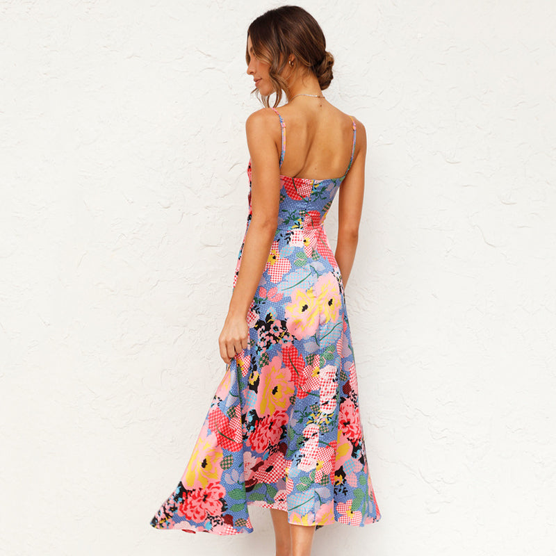 Robe de cérémonie fleurie maxi pour femme