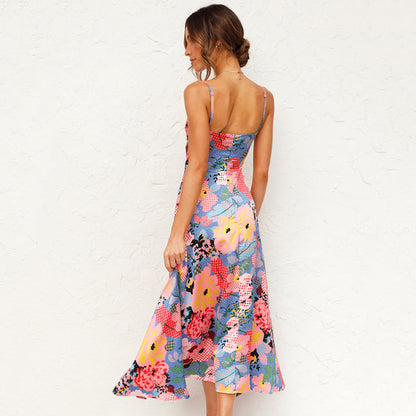 Robe de cérémonie fleurie maxi pour femme