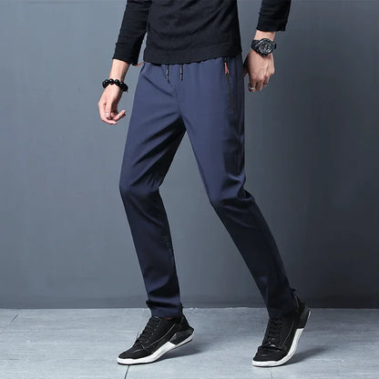 Pantalon Homme Coton Taille Élastique Poches Zippées