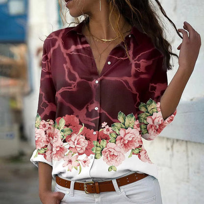 Blouse Femme Été Fleuri Manches Longues Légère - PanierRoyale