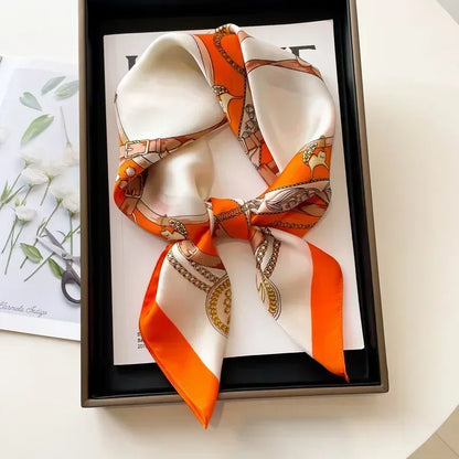 Foulard Carré Femme Satin Imprimé Multi-usage