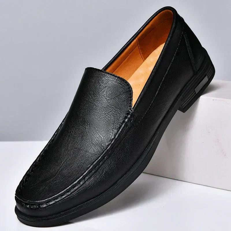 Mocassins Homme Mariage Chic en Cuir Bout Arrondi