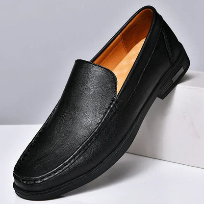 Mocassins Homme Mariage Chic en Cuir Bout Arrondi