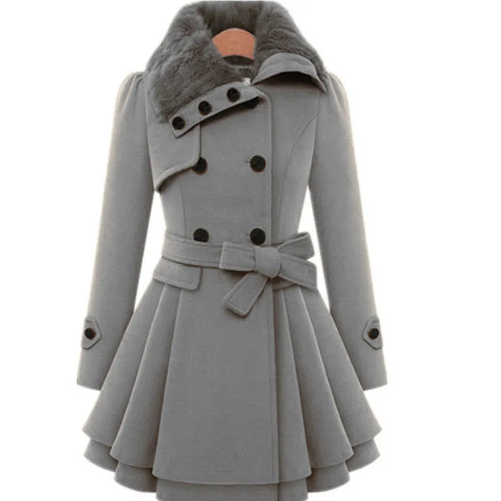 Manteau D'hiver Fourré Doux avec Ceinture et Capuchon