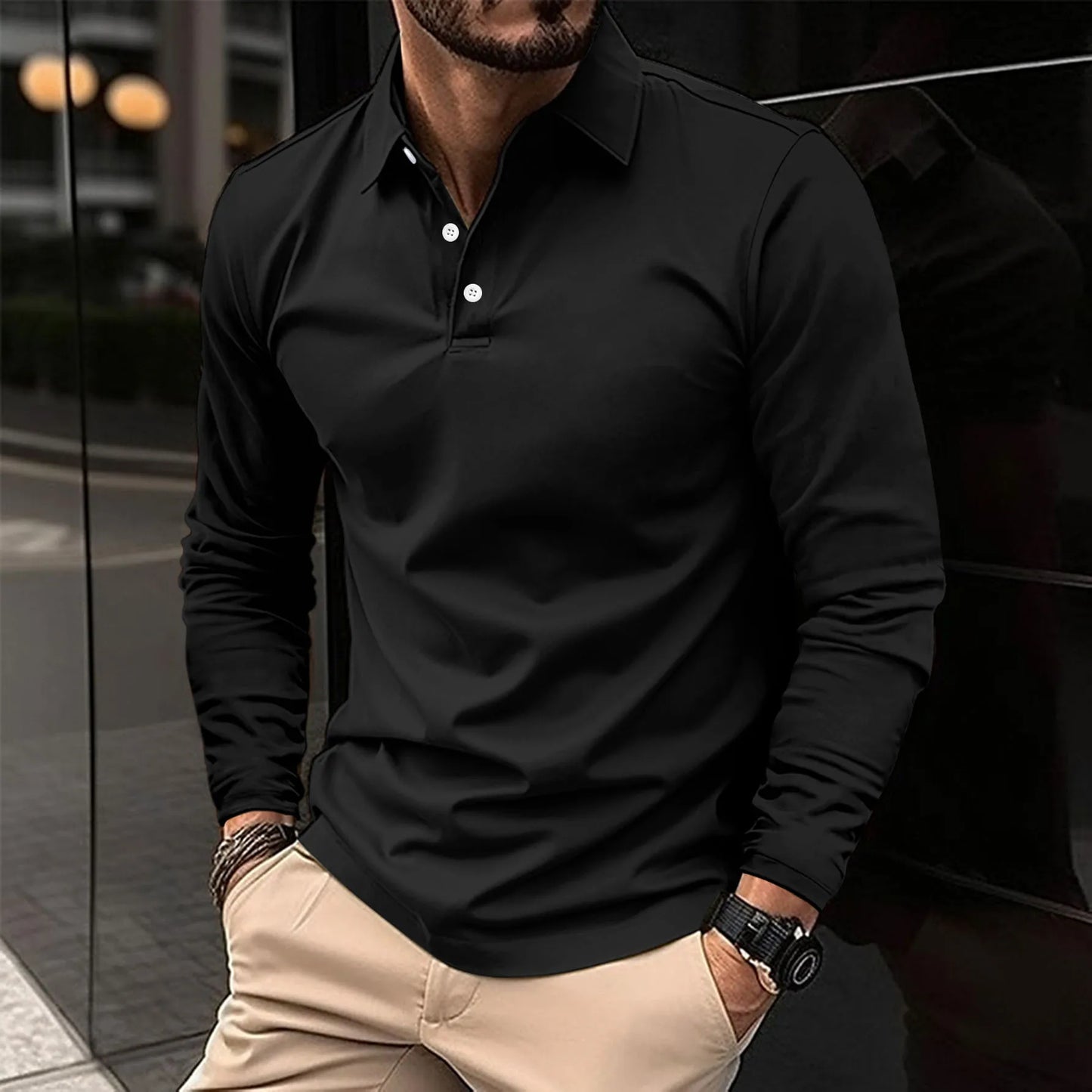 Chemise Polo Manche Longue Classique Homme