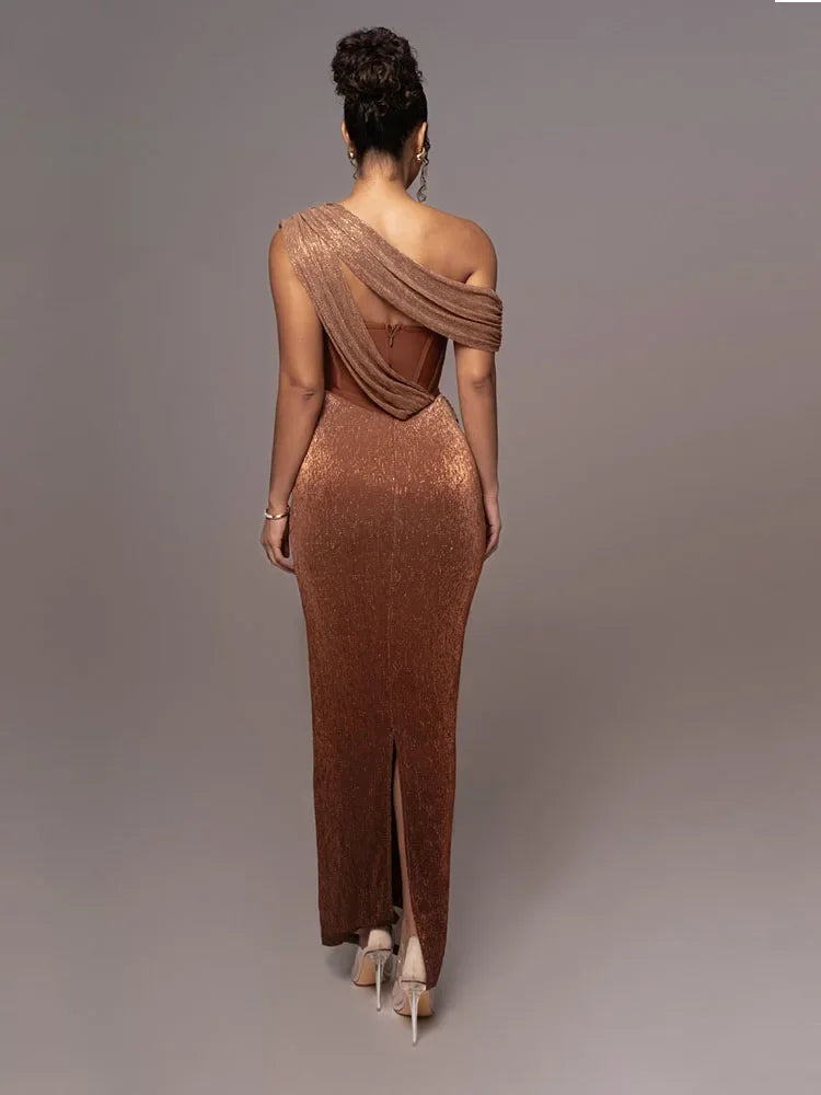 Robe de soirée femme épaule nue élégante