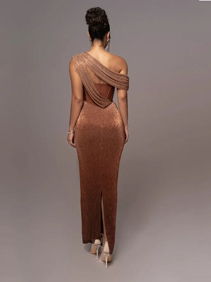 Robe de soirée femme épaule nue élégante