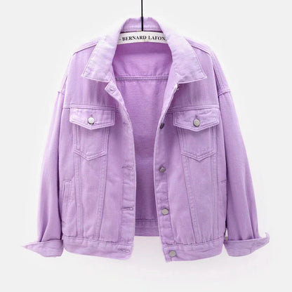 Veste Jean Femme Décontractée Boutons Côtelés