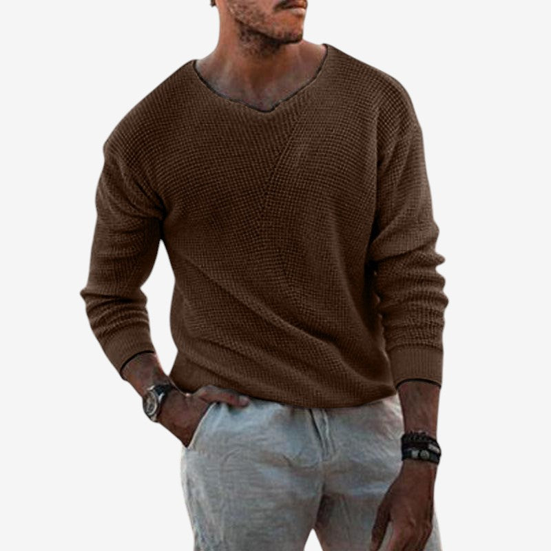 Pull Décontracté Col V Manches Longues Oversize