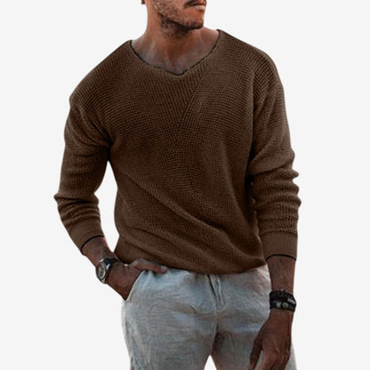 Pull Décontracté Col V Manches Longues Oversize