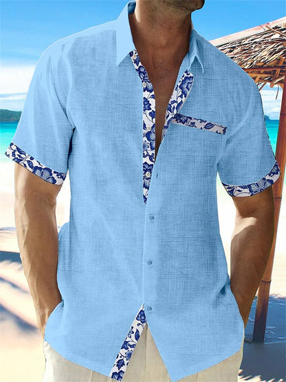 Chemise Homme Coton Manches Courtes Imprimé Floral