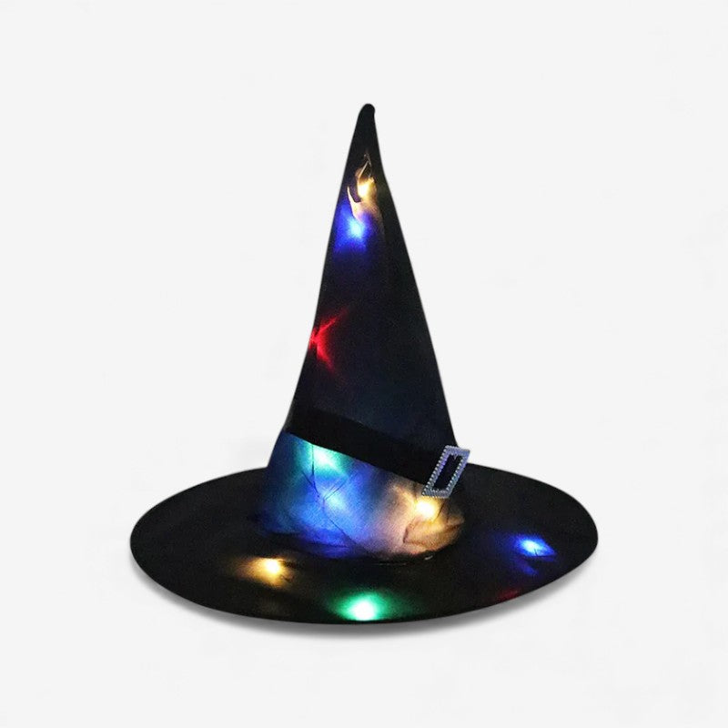 Chapeau Sorcière Lumineux LED Noir