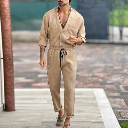 Costume Homme Léger Été : Chemise Lin et Pantalon Respirant - PanierRoyale