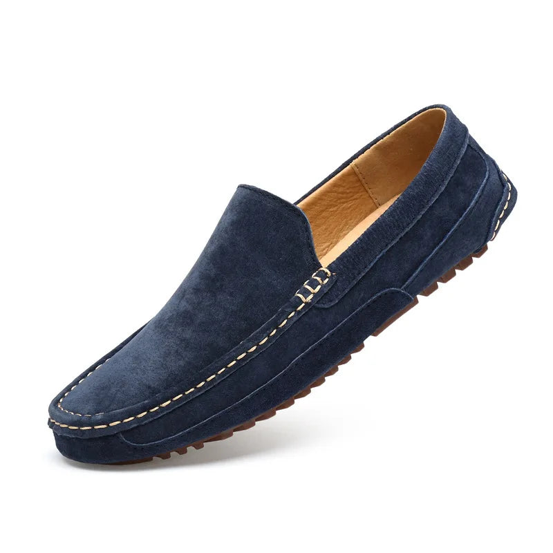 Mocassins Homme Élégants Bout Rond en Cuir