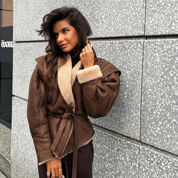 Veste Cuir Teddy Doublée et Brodée