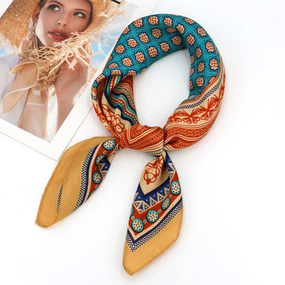 Foulard Carré Femme Satin Imprimé Multi-usage