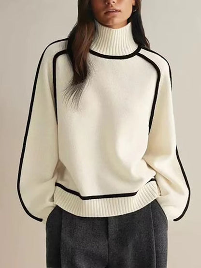Pull à Col Montant Féminin Chic